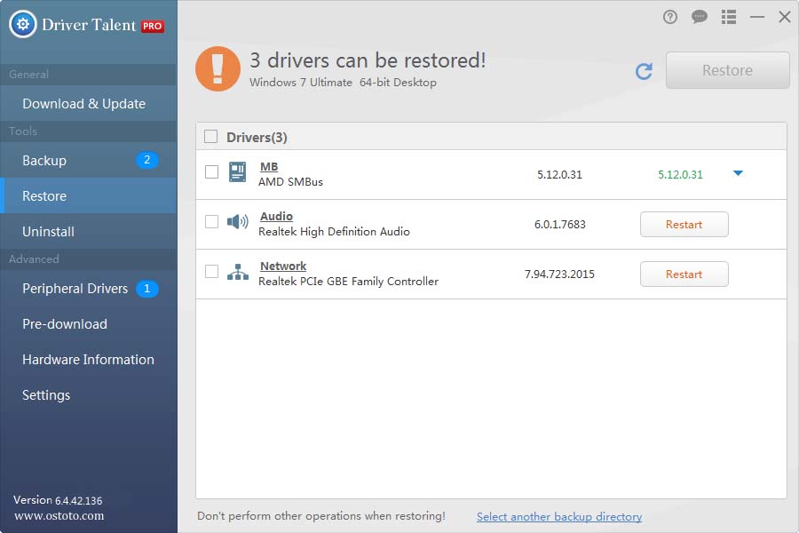 restore drivers from backup